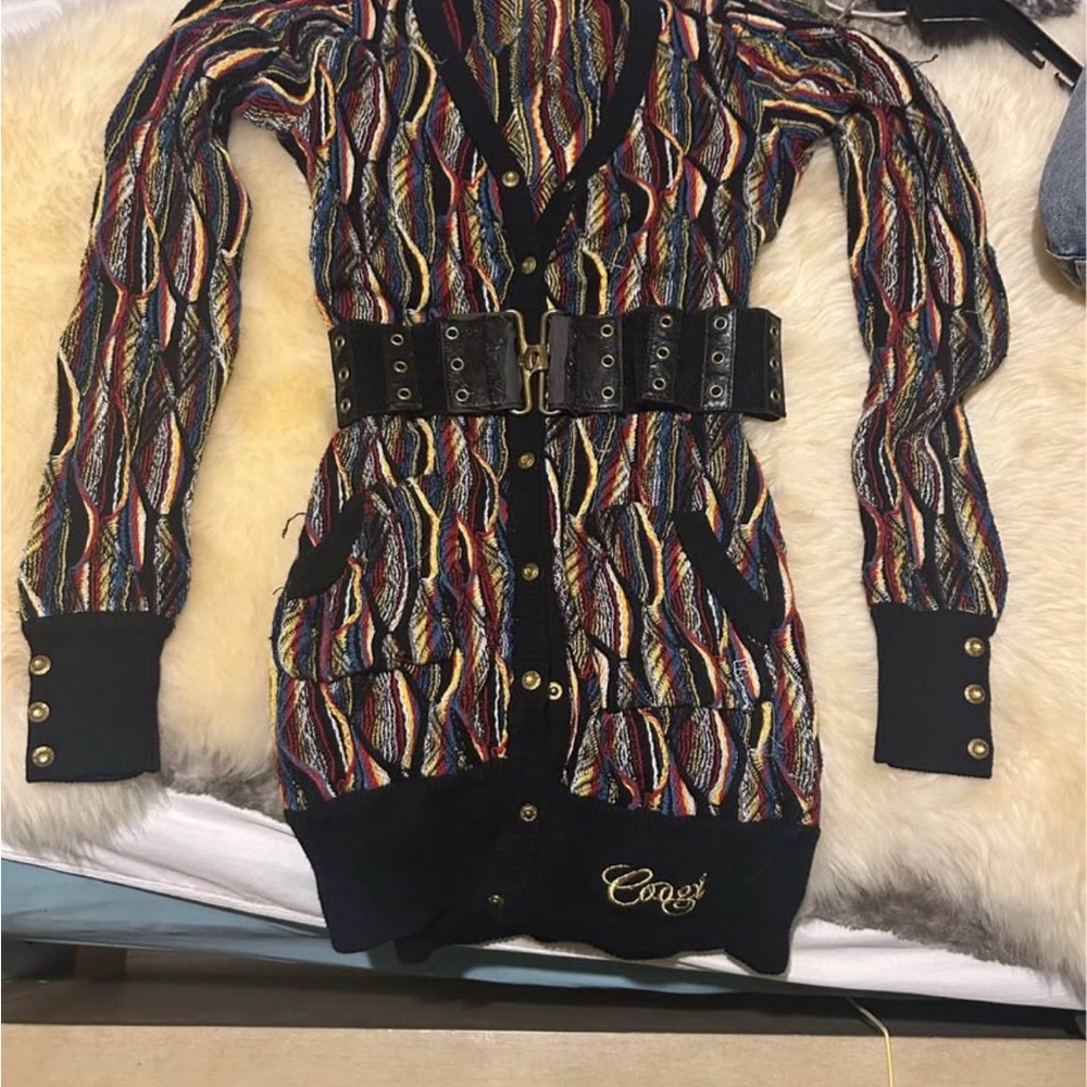 Colorful Long Cardigan with Belt